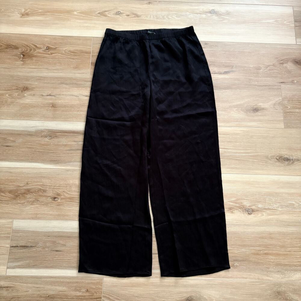 Eileen Fisher PETITE Striated Silk Satin Straight Pant S Petite